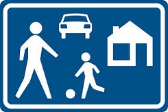 Aluminium DOR verkeersbord RVV G05 woonerf - levensduur 10 jaar - afmeting 600x400mm