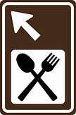 Aluminium DOR verkeersbord RVV BW101lbSr02 routebord restaurant links aanhouden - levensduur 10 jaar - afmeting 400x600mm