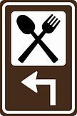Aluminium DOR verkeersbord RVV BW101lhSr02 routebord restaurant links om de hoek - levensduur 10 jaar - afmeting 400x600mm