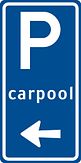 Aluminium DOR verkeersbord RVV BW203l parkeren carpool linksaf - levensduur 10 jaar - afmeting 400x800mm