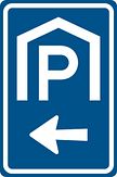 Aluminium DOR verkeersbord RVV BW202l overdekte parrkeergelegenheid linksaf - levensduur 10 jaar - afmeting 400x600mm