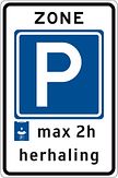 Aluminium DOR verkeersbord RVV E10zbh herhaling begin zone parkeerschijf - levensduur 10 jaar - afmeting 530x800mm