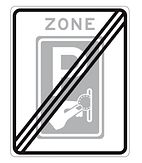 Aluminium DOR verkeersbord RVV BW111ze einde zone betaald parkeren - levensduur 10 jaar - afmeting 530x670mm