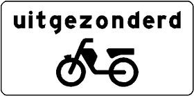 Aluminium DOR verkeersbord RVV OB53 uitgezonderd bromfietsers - levensduur 10 jaar - afmeting 600x300mm