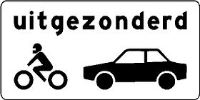 Aluminium DOR verkeersbord RVV OB57 uitgezonderd motoren en auto's - levensduur 10 jaar - afmeting 600x300mm