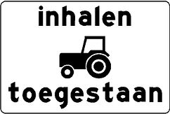 Aluminium DOR verkeersbord RVV OB101 inhalen tractoren toegestaan - levensduur 10 jaar - afmeting 600x400mm