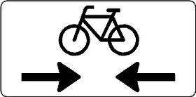 Aluminium DOR verkeersbord RVV OB503OB02 fietser van 2 richtingen - levensduur 10 jaar - afmeting 450x300mm