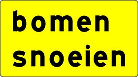 Aluminium DOR verkeersbord RVV OB803t werk in uitvoering bomen snoeien - levensduur 10 jaar - afmeting 900x300mm