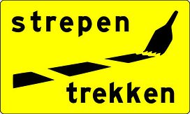 Aluminium DOR verkeersbord RVV OB805t werk in uitvoering strepen trekken - levensduur 10 jaar - afmeting 1000x600mm