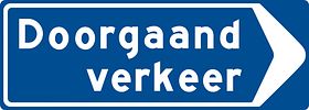 Aluminium DOR verkeersbord RVV BB100r doorgaand verkeer rechtsaf - levensduur 10 jaar - afmeting 1250x450mm