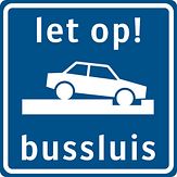 Aluminium DOR verkeersbord RVV L205 let op bussluis - levensduur 10 jaar - afmeting 600x600mm
