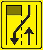 Aluminium DOR verkeersbord RVV T31-2r werk in uitvoering linkerbaan afgesloten - levensduur 10 jaar - afmeting 600x700mm