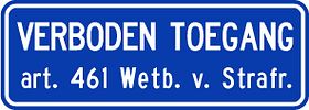 DOR 10 jr - tekstbord - verboden toegang art. 461 - 400x150 mm