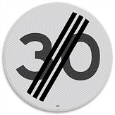 Nabasco Sign verkeersbord RVV A0230 einde maximumsnelheid 30 km per uur - levensduur 20 jaar - afmeting 600 mm rond