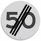 Nabasco Sign verkeersbord RVV A0250 einde maximumsnelheid 50 km per uur - levensduur 20 jaar - afmeting 600 mm rond