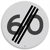 Nabasco Sign verkeersbord RVV A0260 einde maximumsnelheid 60 km per uur - levensduur 20 jaar - afmeting 600 mm rond