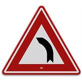 Nabasco Sign verkeersbord RVV J03 bocht  naar links - levensduur 20 jaar - afmeting 700mm driehoek