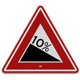 Nabasco Sign verkeersbord RVV J07 gevaarlijke daling - levensduur 20 jaar - afmeting 700mm driehoek