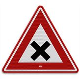 Nabasco Sign verkeersbord RVV J08 gevaarlijk kruispunt - levensduur 20 jaar - afmeting 700mm driehoek