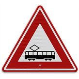 Nabasco Sign verkeersbord RVV J14 tram(kruising) - levensduur 20 jaar - afmeting 700mm driehoek