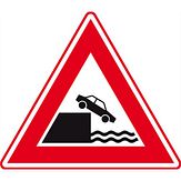 Nabasco Sign verkeersbord RVV J26 kade of rivieroever - levensduur 20 jaar - afmeting 700mm driehoek