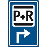 Nabasco Sign verkeersbord RVV BW101rhSp03 routebord parkeer en reis rechts om de hoek - levensduur 20 jaar - afmeting 400x600mm