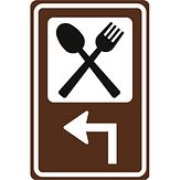 Nabasco Sign verkeersbord RVV BW101lhSr02 routebord restaurant links om de hoek - levensduur 20 jaar - afmeting 400x600mm