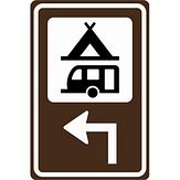 Nabasco Sign verkeersbord RVV BW101lhSk02 routebord kampeer en caravanterrein links om de hoek - levensduur 20 jaar - afmeting 400x600mm