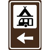 Nabasco Sign verkeersbord RVV BW101lSk02 routebord kampeer en caravanterrein linksaf - levensduur 20 jaar - afmeting 400x600mm