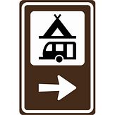 Nabasco Sign verkeersbord RVV BW101rSk02 routebord kampeer en caravanterrein rechtsaf - levensduur 20 jaar - afmeting 400x600mm