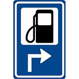 Nabasco Sign verkeersbord RVV BW101rhSp10 routebord tankstation rechts om de hoek - levensduur 20 jaar - afmeting 400x600mm