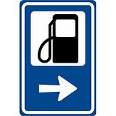 Nabasco Sign verkeersbord RVV BW101rSp10 routebord tankstation rechtsaf - levensduur 20 jaar - afmeting 400x600mm