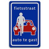 Nabasco Sign verkeersbord RVV L51 fietsstraat auto te gast - levensduur 20 jaar - afmeting 400x600mm
