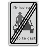 Nabasco Sign verkeersbord RVV L51a einde fietsstraat auto te gast - levensduur 20 jaar - afmeting 400x600mm