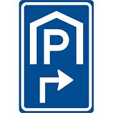 Nabasco Sign verkeersbord RVV BW202rh overdekte parkeergelegenheid rechts om de hoek - levensduur 20 jaar - afmeting 400x600mm