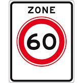 Nabasco Sign verkeersbord RVV A0160zb begin zone maximumsnelheid 60 km per uur - levensduur 20 jaar - afmeting 530x670mm