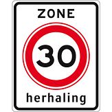 Nabasco Sign verkeersbord RVV A0130zbh herhaling begin zone maximumsnelheid 30 km per uur - levensduur 20 jaar - afmeting 530x670mm
