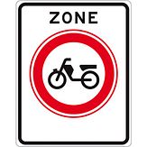 Nabasco Sign verkeersbord RVV C13zb begin zone gesloten voor bromfietsen snorfietsen en gehandicaptenvoertuigen met in werking zijnde motor - levensduur 20 jaar - afmeting 530x670mm