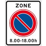 Nabasco Sign verkeersbord RVV E01zbt begin zone parkeerverbod met tijdsduur - levensduur 20 jaar - afmeting 530x670mm