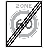 Nabasco Sign verkeersbord RVV A0260ze einde zone maximum snelheid 60 km per uur - levensduur 20 jaar - afmeting 530x670mm