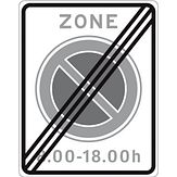 Nabasco Sign verkeersbord RVV E01zet einde zone parkeerverbod met tijdsduur - levensduur 20 jaar - afmeting 530x670mm