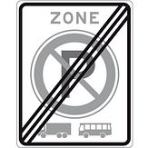 Nabasco Sign verkeersbord RVV E201ze einde zone parkeerverbod vrachtauto's en bussen - levensduur 20 jaar - afmeting 530x670mm