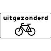 Nabasco Sign verkeersbord RVV OB52 uitgezonderd fietsers - levensduur 20 jaar - afmeting 450x200mm