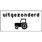 Nabasco Sign verkeersbord RVV OB55 uitgezonderd tractoren - levensduur 20 jaar - afmeting 600x300mm