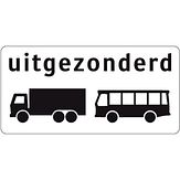 Nabasco Sign verkeersbord RVV OB63 uitgezonderd vrachtauto's en bussen - levensduur 20 jaar - afmeting 600x300mm