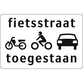 Nabasco Sign verkeersbord RVV OB312 fietsstraat bromfietsen motoren en auto's toegestaan - levensduur 20 jaar - afmeting 600x400mm