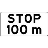 Nabasco Sign verkeersbord RVV OB714 stop na 100m - levensduur 20 jaar - afmeting 450x200mm