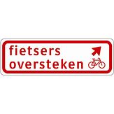 Nabasco Sign verkeersbord RVV BW07rb fietsers oversteken rechts aanhouden - levensduur 20 jaar - afmeting 600x200mm