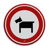 Aluminium DOR verkeersbord model 24 verboden voor honden - levensduur 20 jaar - afmeting 400mm rond