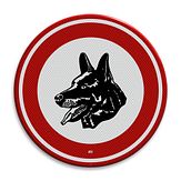 Aluminium DOR verkeersbord model 26 verboden voor honden - levensduur 20 jaar - afmeting 400mm rond